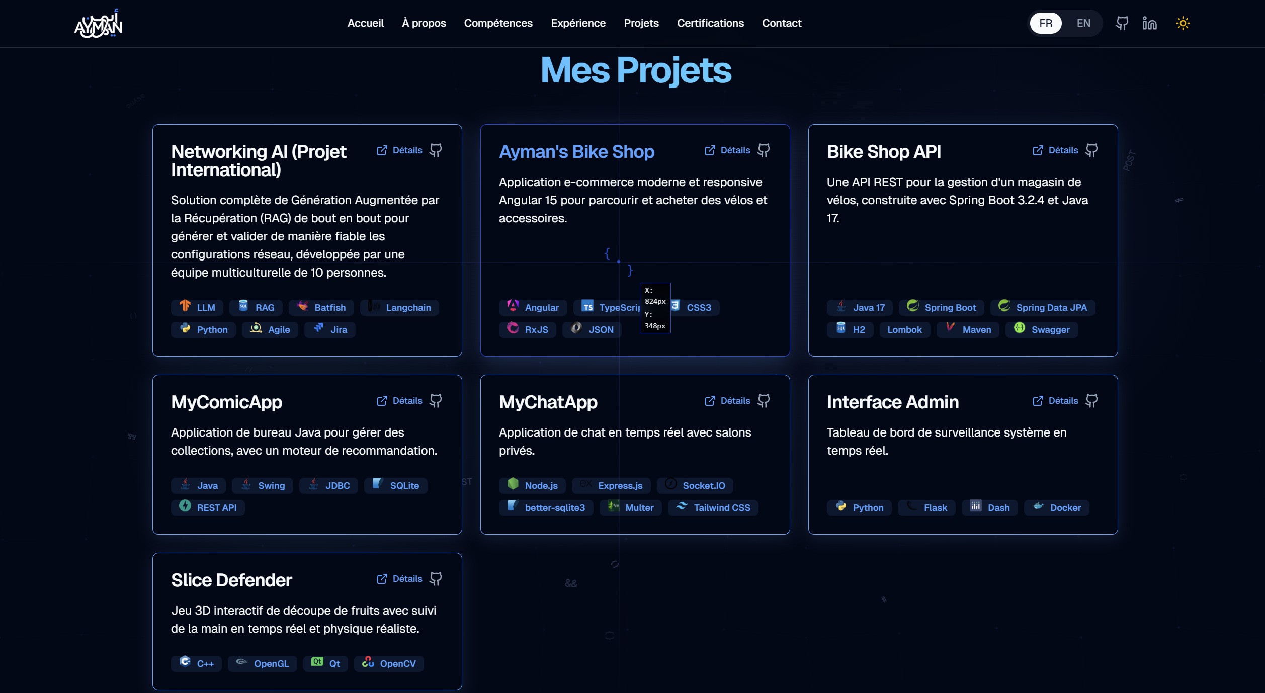 Page de détail d'un projet
